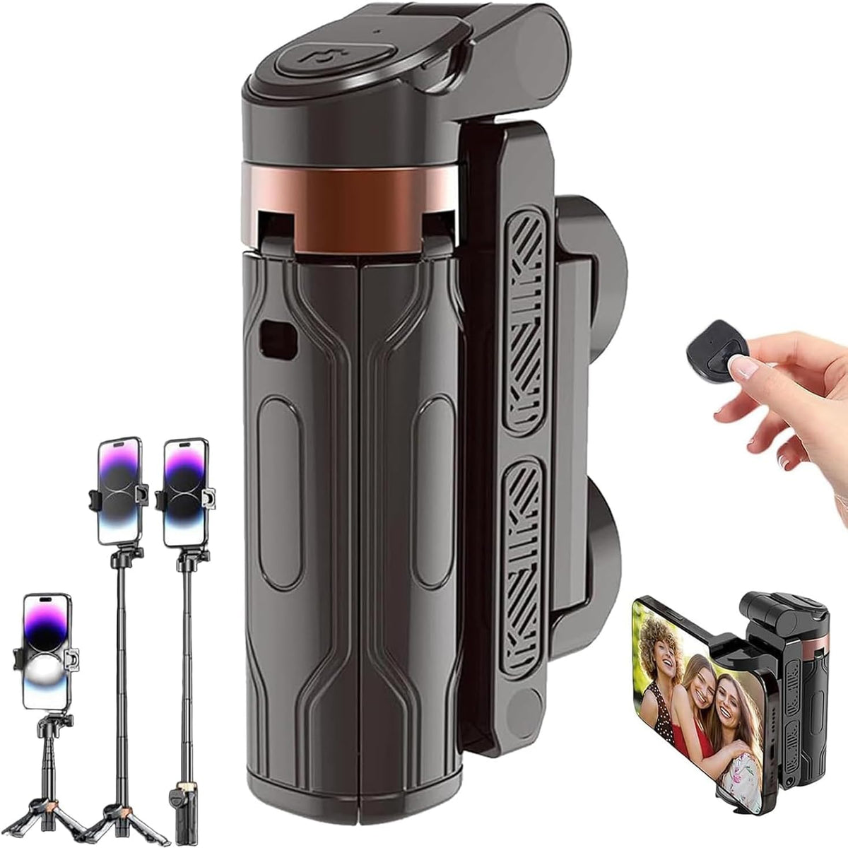 4-in-1 Multifunctional 360 Rotation  Selfie Stick with  Wireless Detachable Remote Control
